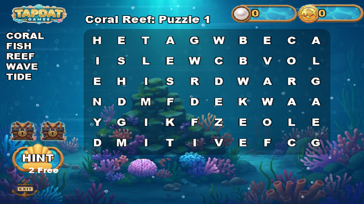 Word Search Aquarium Game Art